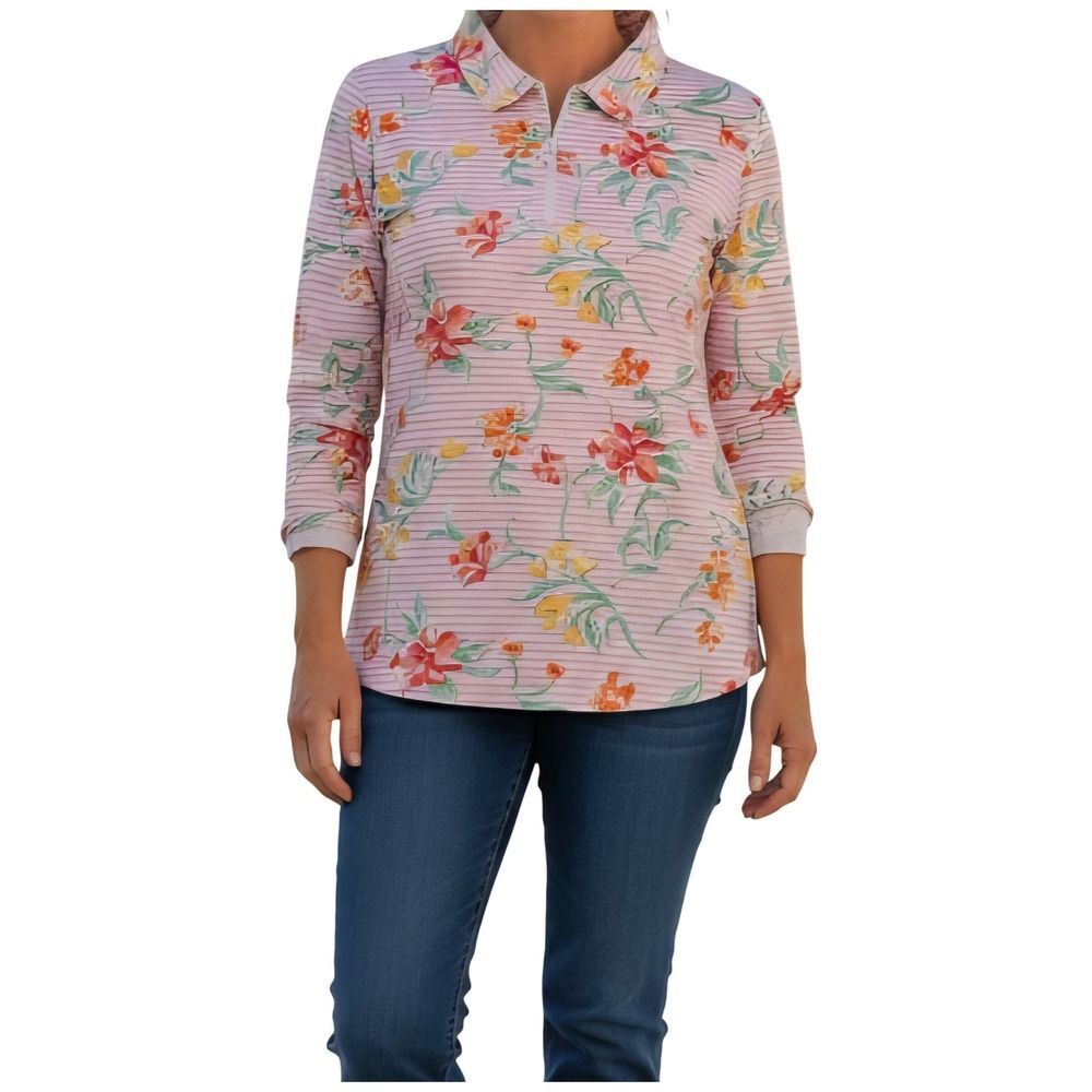 IBKUL Golf‎ Tennis 1/4 Zip Women's Large Long Sleeve Mock Neck UPF 50+ Cooling
